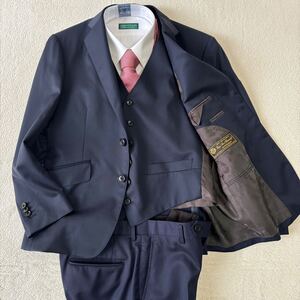 ロロピアーナ Loro Piana【定価20万 最高級生地 ASTRALIS スリーピース】スーツ セットアップ S相当 ネイビー 紺 メンズ ジャケット パンツ