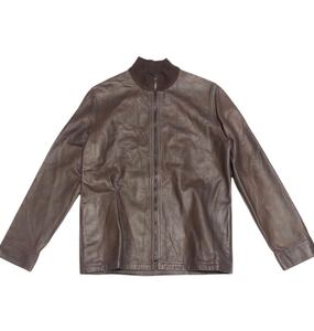 フランス製 ■ A.P.C. アーペーセー ■ 上質 本革 牛革 レザー リブカラー シングル ライダースジャケット ダークブラウン M