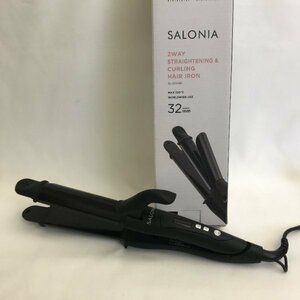 SALONIA サロニア 2WAY ストレート＆カールヘアアイロン オールブラック 32mm SL-002AB【PSEマーク有】【訳あり※ロック部破損】 58 00098