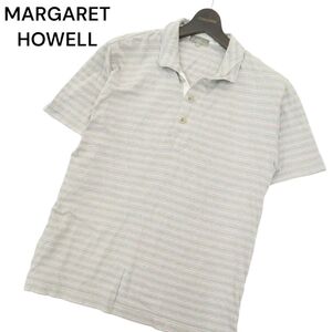 MARGARET HOWELL マーガレットハウエル 通年★ 半袖 ボーダー ポロシャツ Sz.XL　メンズ 灰 日本製 大きいサイズ　A4T06487_6#C