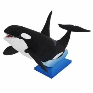 立体パズル シャチ インテリア 紙工作 おもちゃ パズル 立体 3D 模型 紙模型 知育 ペーパークラフト 動物 置物 海 生き物