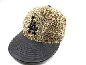 【送900円】4742　NEW ERA ニューエラ　9FIFTY キャップ 帽子 GENUINE HERCHANDISE 　LA　レザー×レオパ―ド柄　SMALL-MEDIUM