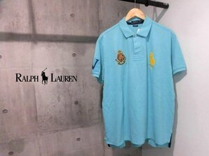 新品 POLO RALPH LAUREN ポロ ラルフローレン CUSTOM FIT エンブレム × ビッグポニー刺繍 ポロシャツ XL/半袖シャツ/カノコ/ミント/メンズ