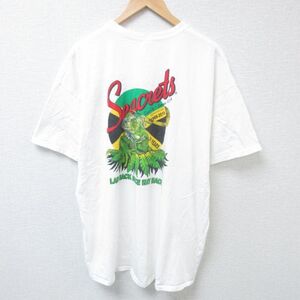 XL/古着 半袖 Tシャツ メンズ イグアナ 大きいサイズ クルーネック 白 ホワイト 24jun03 中古