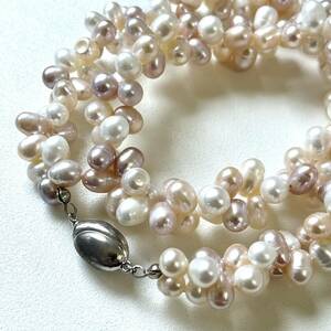 本真珠 パール 2連 ネックレス シルバー 刻印 46cm pearl jewelry accessory ジュエリー necklace