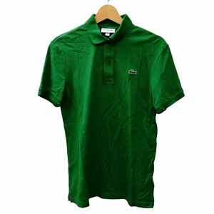 ラコステ LACOSTE 美品 ポロシャツ 半袖 カットソー ロゴ 刺? 緑 グリーン S ■GY09 メンズ