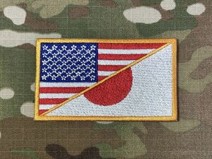 【送料無料】日米パッチ、スプリット、フルカラー、約4.8×8.2cm、アメリカ軍、米軍、自衛隊、日米演習