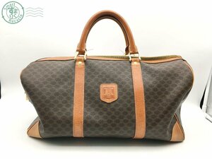 2405604292　☆ CELINE セリーヌ ボストンバッグ 旅行バッグ マカダム柄 PVC ブラウン ブランド ヴィンテージ 中古品