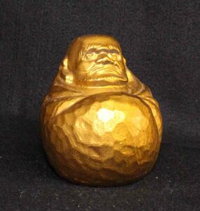 金属工芸◆置物　ダルマ　金色　10cm◆達磨大師 鉄製　gold color