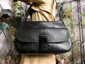 ●超美品●LOEWE ロエベ●アナグラム●ロゴ型押し●カーフ レザー 本革●ショルダー バッグ●黒●シルバー金具●肩掛け●かばん●Js53698