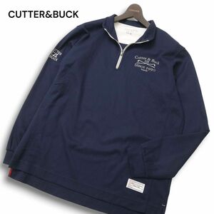 CUTTER&BUCK カッター＆バック 通年 刺繍★ ハーフジップ プルオーバー シャツ Sz.LL　メンズ 紺 ゴルフ 大きいサイズ　C4T09387_A#C