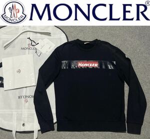 国内正規モンクレール Moncler MAGLIA GIROCOLLO BOXボックスロゴ トレーナー ネイビー L