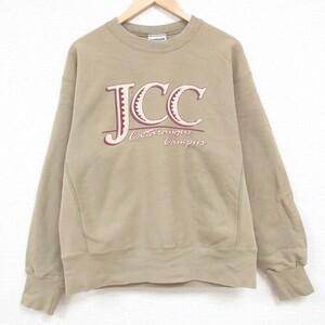 XL/古着 リー Lee 長袖 スウェット メンズ 00s JCC クルーネック ベージュ カーキ 23oct19 中古 スエット トレーナー トップス