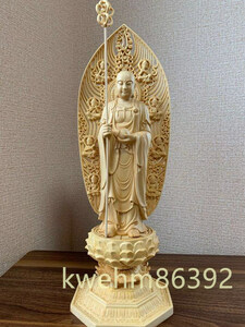 特上彫 地蔵菩薩 地蔵菩薩像 木彫仏像 精密細工 仏師で仕上げ品 彫刻工芸品 43cm