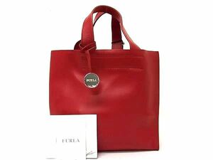 1円 ■極美品■ FURLA フルラ ディバイドイット レザー トートバッグ ハンドバッグ レディース レッド系 BM4079