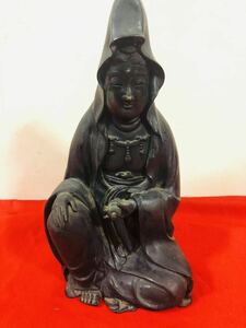 #284 真鍮製　銅製　観音菩薩像　置物 時代物 仏教美術 骨董品 金属製