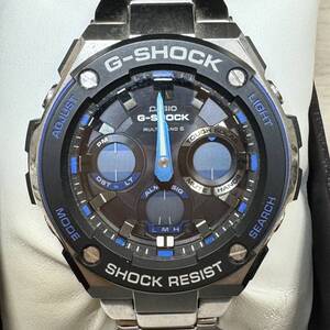 ●【YH-0316】中古品 CASIO カシオ G-SHOCK Gショック 腕時計 ソーラー SS GST-W1000 黒文字盤 替えコマ有 箱付き 説明書付き【レタパ可】