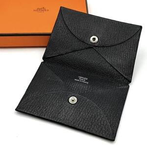 HERMES エルメス カルヴィ ブラック カードケース 名刺入れ シェーブル 黒