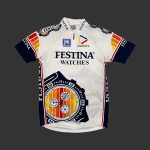 イタリア製◆SMS Santini サンティーニ ハーフジップ 半袖 サイクル ジャージ ウェア L /ロードバイク/クロスバイク/自転車/ホワイト マル