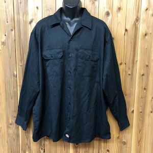 Dickies / ディッキーズ メンズ 2XL 大きいサイズ Black 長袖シャツ ワークシャツ 無地 トップス 作業着 アメカジ USA古着