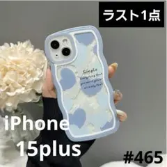 iPhone15plus ブルーハート 大人気 スマホケース ウェーブ 水色