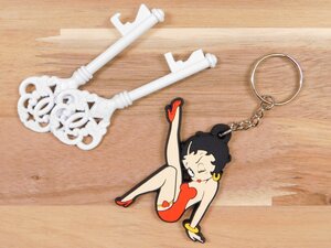 ◆送料\110◆【Betty Boop・ベティちゃん】※《キャラクターラバーキーホルダー》　アメリカン雑貨　キーリング　RC029