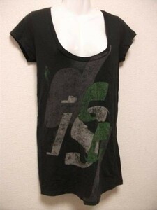 assk2-1088☆■■DIESEL■■/ディーゼル　半袖プリントTシャツ　丸首　ブラック系　XSサイズ　綿100%　