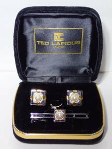 TED LAPIDUS テッド ラピドス タイピン カフス 箱あり シルバー×ゴールド 真珠？ ネクタイピン カフスボタン