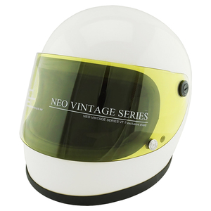フルフェイスヘルメット ホワイト×イエローシールド Mサイズ:57-58cm VT7 NEO VINTAGE VT-7 ステッカー付き