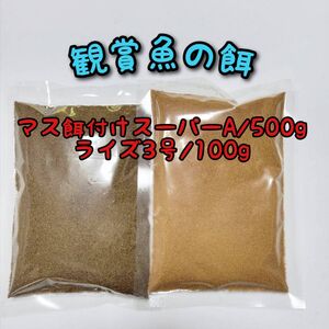 小型観賞魚の餌 メダカ餌 マス餌付けスーパーA500g ライズ3号 100g リパック品　グッピー 熱帯魚 メダカ 金魚 テトラ