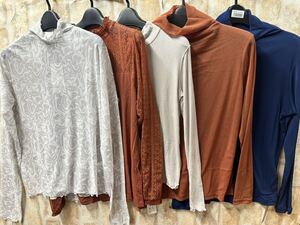 ▲236/未使用 5枚セット ハイネック シアー トップス 重ね着 カットソー まとめ売り