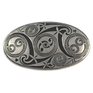 UK2256◆【SJC PEWTER MADE IN CORNWALL】◆ ケルトの渦模様 オーバルシェイプ ピューター製 英国 St.Justin ◆ ヴィンテージブローチ ◆