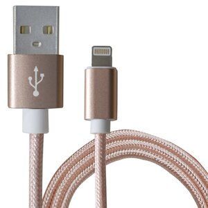 『1.5m/150cm』ナイロンメッシュケーブルiPhone用 充電ケーブル USBケーブル iPhone iPad iPod ローズピンク