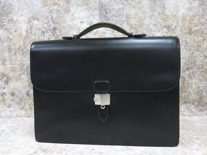 ■極美品■dunhill ダンヒル■メンズ■ロゴ型押し■カーフ レザー 本革■ビジネス バッグ■ブラック シルバー金具■A4サイズ収納可■D11924