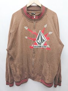 ◇ ⊇ volcom ヴォルコム 裏起毛　スウェット 長袖 ジップアップ　ブルゾン サイズXXL ブラウン メンズ P