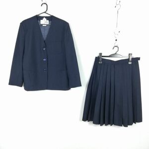 1円 イートン スカート 上下2点セット 180B 大きいサイズ 特大 冬物 女子 学生服 中学 高校 紺 制服 中古 ランクC EY1485