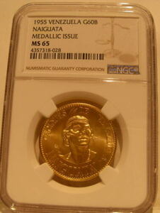 ベネズエラ1955 金貨 60 Bolivares NGC MS65チーフスシリーズ - Naiguata 硬貨