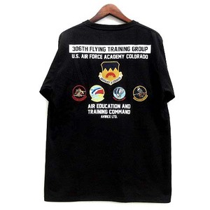 未使用品 アヴィレックス AVIREX USAF パッチド Tシャツ 第306爆撃群 クルーネック 半袖 ブラック 黒 XL 6113296 メンズ