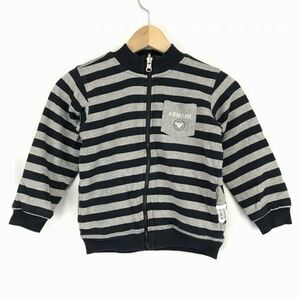 送料込★アルマーニジュニア★リバーシブル/ジップアップパーカー【男の子4A・105/グレー×ネイビー/ボーダー】ARMANI JUNIOR◆BF921