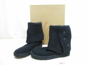 KB-9【箱入】アグUGG■クラシックカーディーCLASSIC CARDY 5819 ブラック US7/24.0cm■黒/ニットブーツ/ロングブーツ/ショート/切替