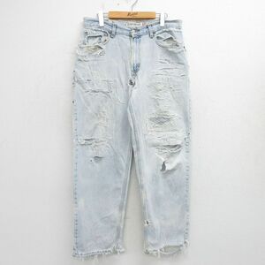 W34/古着 リーバイス Levis 560 ジーンズ メンズ テーパード コットン 薄紺他 ネイビー デニム ダメージ加工 24aug10 中古 ボトムス ジーパ