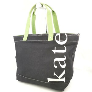 C ×【商品ランク:B】ケイトスペード kate spade ロゴデザイン キャンバス セミショルダー 肩掛け トートバッグ 婦人鞄 ブラック系