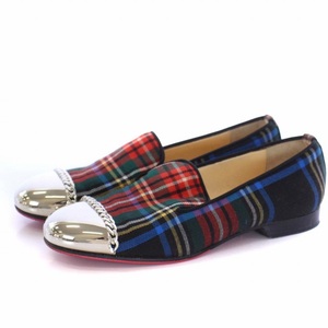 クリスチャンルブタン ROLLERGIRL FLAT TARTAN フラットシューズ メタルパーツ チェーン チェック ローヒール 36 23cm マルチカラー