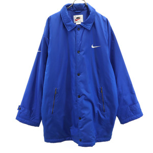 ナイキ 90s 00s 白タグ オールド 長袖 ベンチコート XXL ブルー系 NIKE 裏トリコット メンズ