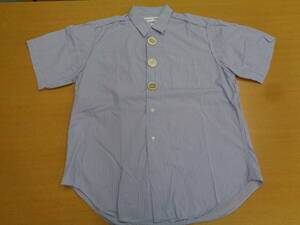 激レア！ COMME des GARCONS SHIRT S/S ストライプデカボタンシャツ SIZE : L BLUEストライプ