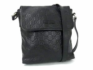 1円 ■美品■ GUCCI グッチ 223666 グッチシマ GG柄 レザー クロスボディ ショルダーバッグ 斜め掛けかばん ブラック系 FD2562