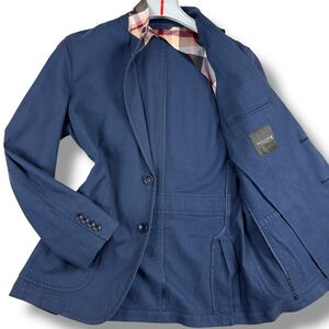 美品 M~L マッキントッシュロンドン MACKINTOSH LONDON 2way テーラードジャケット アンコン 2B チェック柄 コットンリネンシルク ブルー