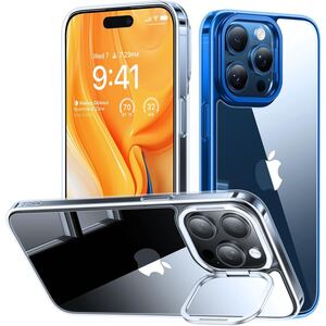 ＊商品説明必読＊TORRAS iPhone 15 Pro ケース クリア強化ガラススタンド 黄ばみ防止 9H硬度 ワイヤレス充電