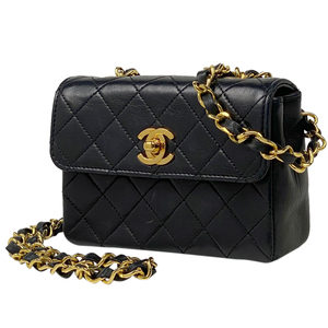 【在庫一掃】 シャネル CHANEL ミニ マトラッセ シングルフラップ チェーン ショルダーバッグ ショルダーバッグ レザー ブラック