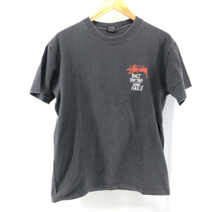 【中古】STUSSY 80s USA製 黒タグ BUILT FOR THE LONG HAUL Tシャツ サイズ：M ブラック ステューシー バイク 80年代[240024447963]